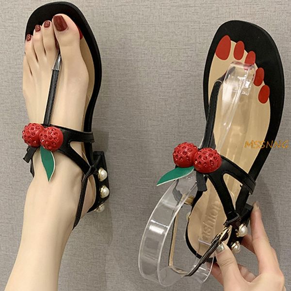 2020 summer new women's sandals pearl cherry clip toe flat sandals women ankle buckle band beach square heel ladies shoes, Black
2020 summer new women's sandals pearl cherry clip toe flat sandals women ankle buckle band beach square heel ladies shoes, Black