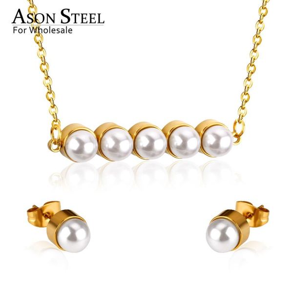 asonsteel gold imitation pearl pendant wedding jewelry set for women 316l stainless steel necklace pendants small stud earring, Silver
asonsteel gold imitation pearl pendant wedding jewelry set for women 316l stainless steel necklace pendants small stud earring, Silver