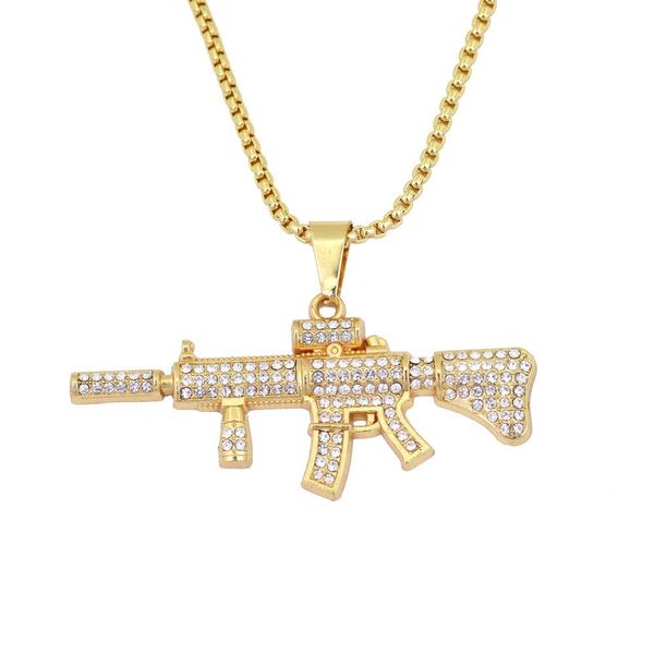 Gold Tone Crystal Rhinestone Gun Shape Pendant Necklace Creative Hiphops Punk Style AK47 Necklace For Men
Gold Tone Crystal Rhinestone Gun Shape Pendant Necklace Creative Hiphops Punk Style AK47 Necklace For Men
