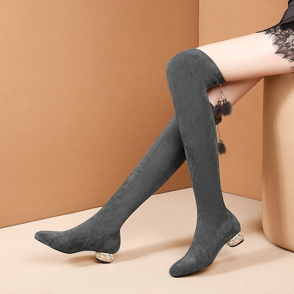 fashion suede leather over ther knee boots winter pearl decoration thick heels pumps party prom shoes woman, Black
fashion suede leather over ther knee boots winter pearl decoration thick heels pumps party prom shoes woman, Black