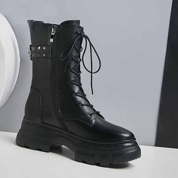 new winter shoes women's keep warm boots cow leather platform rivets thick bottom rome style mid-calf boots mujer, Black
new winter shoes women's keep warm boots cow leather platform rivets thick bottom rome style mid-calf boots mujer, Black