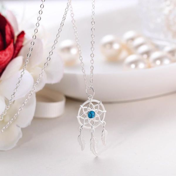 tuliper 925 sterling silver dream catcher necklace for women turquoise pendant chain jewelry kpop korean fashion
tuliper 925 sterling silver dream catcher necklace for women turquoise pendant chain jewelry kpop korean fashion