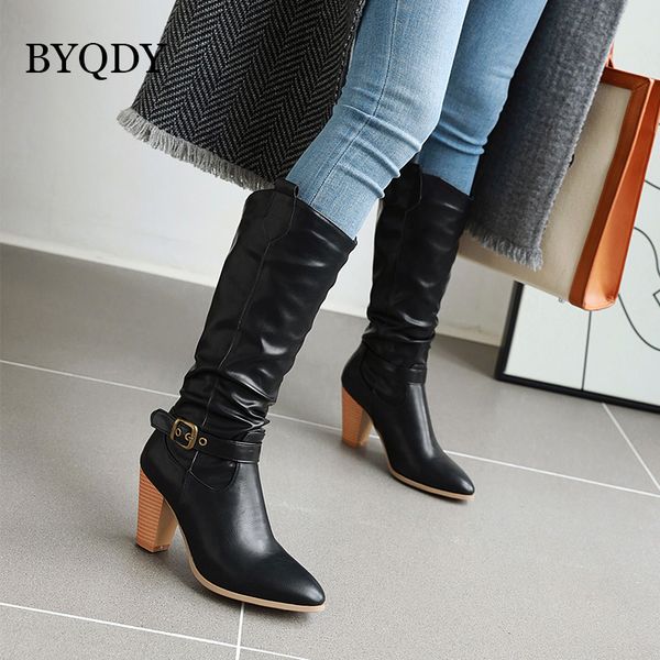 boots byqdy fashion block high heels winter pointed toe slouch boot lady buckle strap slip on vintage mid calf plus size, Black
boots byqdy fashion block high heels winter pointed toe slouch boot lady buckle strap slip on vintage mid calf plus size, Black