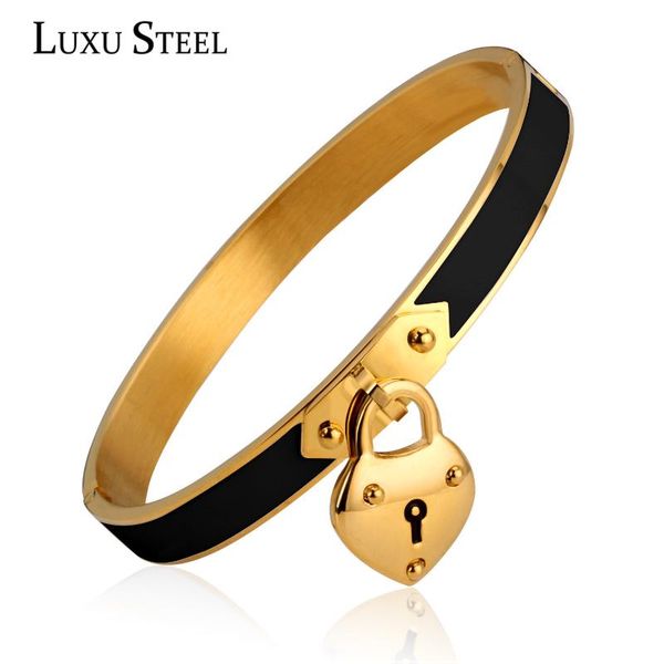 luxusteel jewelry gift stainless steel heart key pendant black white resin charm bangles gold color cuff bangles pulseiras party
luxusteel jewelry gift stainless steel heart key pendant black white resin charm bangles gold color cuff bangles pulseiras party