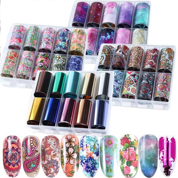 10 roll starry sky nail foil sticker holographic flower laser transfer foil decal metal design slider nail art decoration ji1027, Black 
10 roll starry sky nail foil sticker holographic flower laser transfer foil decal metal design slider nail art decoration ji1027, Black