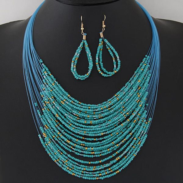 new fashion african beads jewelry sets bohemian multilayer colorful ladies women jewelry statement necklace and earrings set, Silver
new fashion african beads jewelry sets bohemian multilayer colorful ladies women jewelry statement necklace and earrings set, Silver