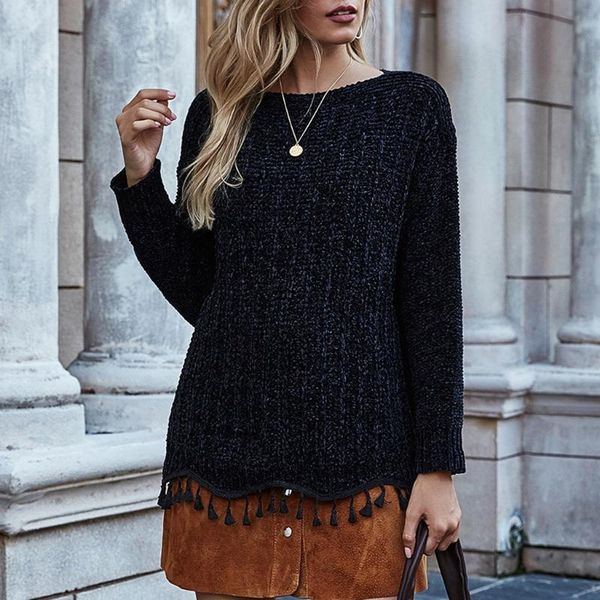 new fashion women's solid color sweaters casual round neck long sleeve loose tassel sweater ladies fashion pullover #3, White;black
new fashion women's solid color sweaters casual round neck long sleeve loose tassel sweater ladies fashion pullover #3, White;black