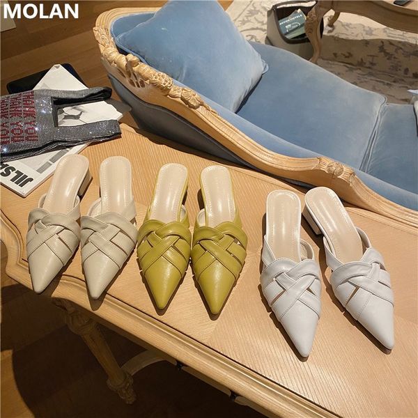 molan brand design 2020 korean fashion middle square heels pointed toe shallow lady pumps mules leather flip flops casual dress, Black
molan brand design 2020 korean fashion middle square heels pointed toe shallow lady pumps mules leather flip flops casual dress, Black