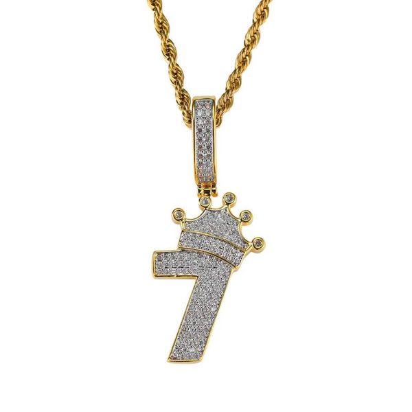 copper hip hop necklace crown number 7 micro-set zircon pendant necklace, Silver
copper hip hop necklace crown number 7 micro-set zircon pendant necklace, Silver