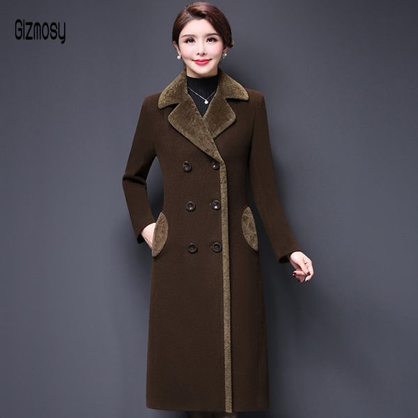 2020 autumn winter new women wool blends coat elegant slim thicken warm cashmere collar long jacket outwear plus size ca6555, Black
2020 autumn winter new women wool blends coat elegant slim thicken warm cashmere collar long jacket outwear plus size ca6555, Black