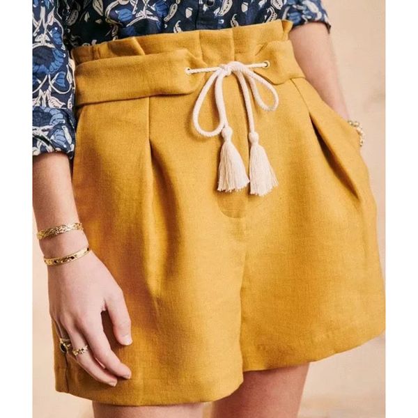 women french style casual summer orange high waist shorts 2020 chic lady stylish drawstring tassel loose solid short pants, White;black
women french style casual summer orange high waist shorts 2020 chic lady stylish drawstring tassel loose solid short pants, White;black