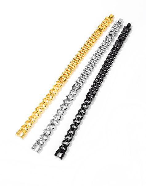 17mm wide factory direct approval korean hip hop style titanium steel bracelet fashion personality student trendy male link chain bracelet, Black
17mm wide factory direct approval korean hip hop style titanium steel bracelet fashion personality student trendy male link chain bracelet, Black