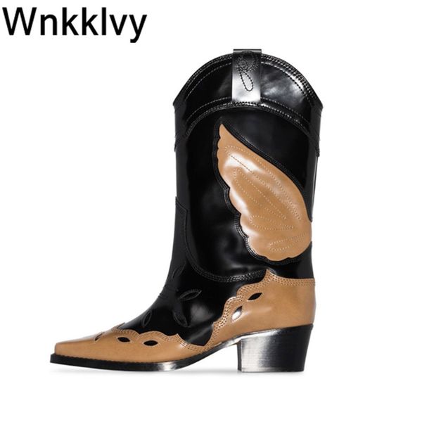square toe mid calf boots women genuine leather embroidery mixed color chunky high heel shoes western cowboy long boots female, Black
square toe mid calf boots women genuine leather embroidery mixed color chunky high heel shoes western cowboy long boots female, Black