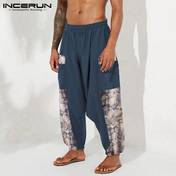 men pants print patchwork cotton streetwear joggers casual harem pants elastic waist retro 2020 drop crotch trousers men incerun, Black
men pants print patchwork cotton streetwear joggers casual harem pants elastic waist retro 2020 drop crotch trousers men incerun, Black