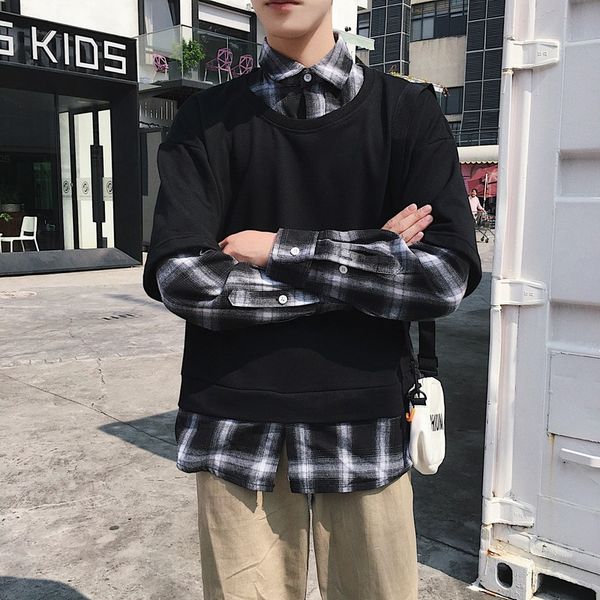 chaozhou plaid jacket men's loose-fitting ins jacket pullover leisure vacation two shirts on clothes, Black
chaozhou plaid jacket men's loose-fitting ins jacket pullover leisure vacation two shirts on clothes, Black