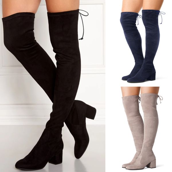 tight high strench / lace up boots women mid block heel over the knee boots femme basic round toe square heel fashion d30, Black
tight high strench / lace up boots women mid block heel over the knee boots femme basic round toe square heel fashion d30, Black