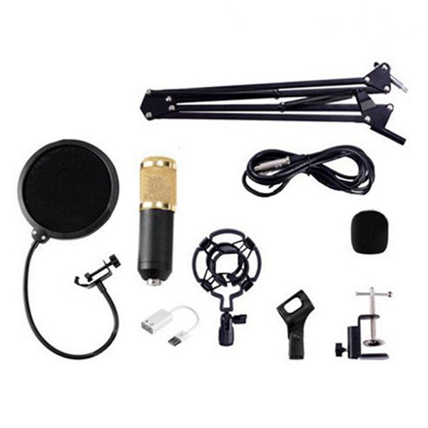 bm800 condenser microphone kit suspension boom scissor arm sound card 
bm800 condenser microphone kit suspension boom scissor arm sound card
