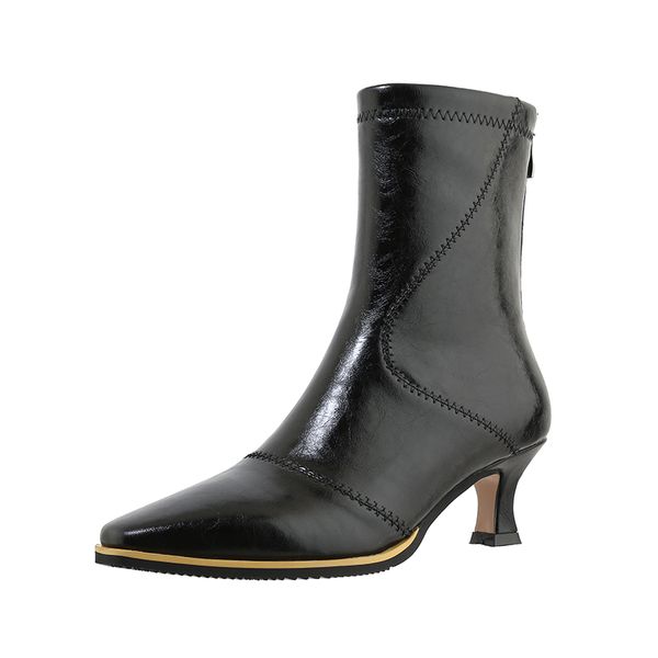 genuine leather high heels ankle boots elegant square toe ladies dress shoes woman party wedding boots size 41 42 43, Black
genuine leather high heels ankle boots elegant square toe ladies dress shoes woman party wedding boots size 41 42 43, Black