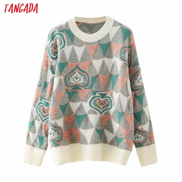 tangada 2020 autumn women geometry pattern sweater loose o neck long sleeve knitted jumper 4t42, White;black
tangada 2020 autumn women geometry pattern sweater loose o neck long sleeve knitted jumper 4t42, White;black