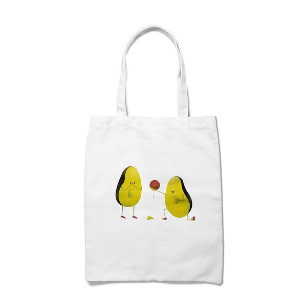 cartoon cute canvas shoulder tote bag chic avocado fruit printed female handbag reusable beach shopper bag