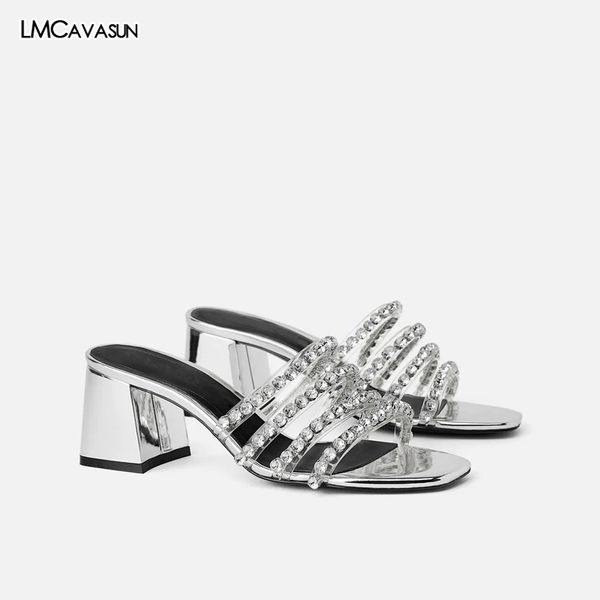 lmcavasun summer new high heel slippers silver diamond chain block heel sandals, Black
lmcavasun summer new high heel slippers silver diamond chain block heel sandals, Black