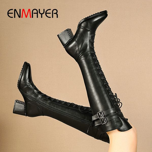 enmayer 2020 fashion winter women shoes genuine leather knee high riding boots pointed toe women boots square heel size 34-42, Black
enmayer 2020 fashion winter women shoes genuine leather knee high riding boots pointed toe women boots square heel size 34-42, Black