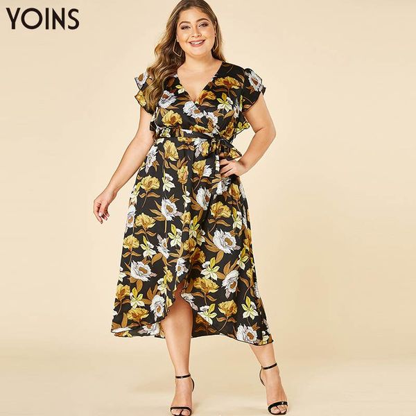 yoins bohemian summer beach maxi dress women v-neck floral self-tie asymmetrical hem long dress wrapped short sleeve plus size, Black;gray
yoins bohemian summer beach maxi dress women v-neck floral self-tie asymmetrical hem long dress wrapped short sleeve plus size, Black;gray