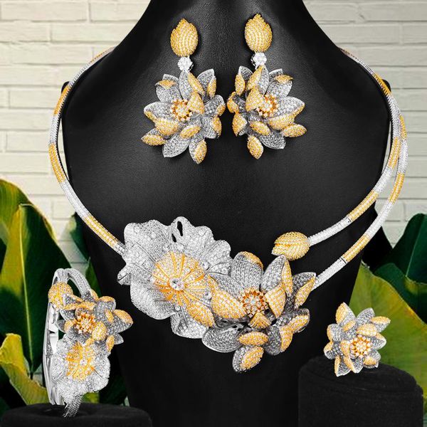 godki luxury african lotus flower jewelry sets for women wedding cubic zirconia dubai bridal jewelry set 2020 party gift, Silver
godki luxury african lotus flower jewelry sets for women wedding cubic zirconia dubai bridal jewelry set 2020 party gift, Silver