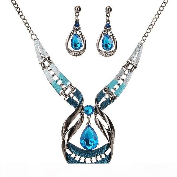manufacturers one shipping europe and the united states exotic retro drip oil gemstone necklace drop set earrings clavicle chain wholesale, Silver 
manufacturers one shipping europe and the united states exotic retro drip oil gemstone necklace drop set earrings clavicle chain wholesale, Silver