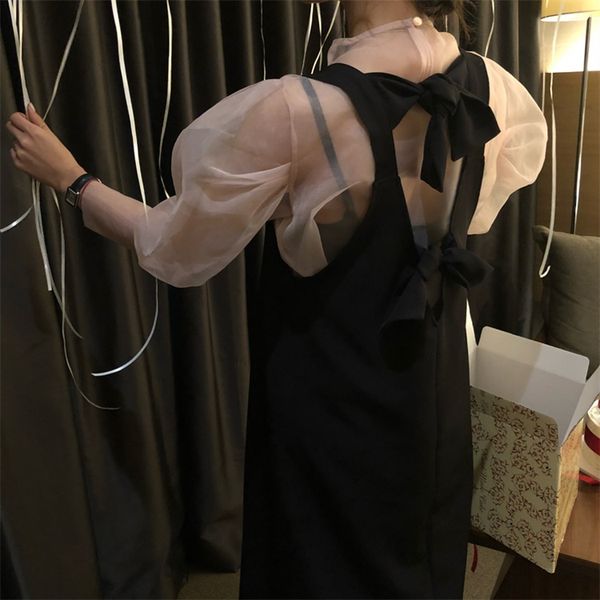 autumn two piece set women dress outfits transparent mesh puff sleeve and spaghetti strap long dress 2 piece sets, Gray
autumn two piece set women dress outfits transparent mesh puff sleeve and spaghetti strap long dress 2 piece sets, Gray