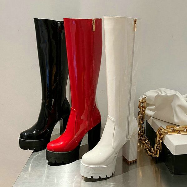 patent pu leather women knee high boots platform square high heel women boots zipper ladies winter shoes black red white
patent pu leather women knee high boots platform square high heel women boots zipper ladies winter shoes black red white