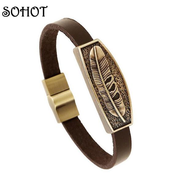 sobohemia vintage feather genuine leather bracelet magnet wristband jewelry accessories bracciale pulsera for women men, Golden;silver
sobohemia vintage feather genuine leather bracelet magnet wristband jewelry accessories bracciale pulsera for women men, Golden;silver