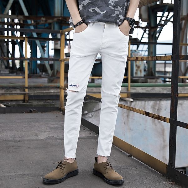 2020 new men's ripped slim fit denim jeans jogger pants scratched biker jeans vintage style with holes ankle-length pants, Blue
2020 new men's ripped slim fit denim jeans jogger pants scratched biker jeans vintage style with holes ankle-length pants, Blue