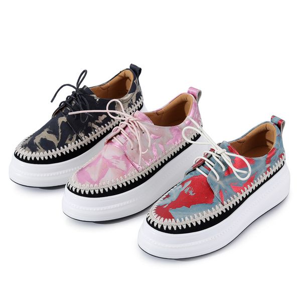 2020 autumn new leather platform women shoes thick bottom wedge lace-up single shoes round toe color matching high-heel loafers, Black
2020 autumn new leather platform women shoes thick bottom wedge lace-up single shoes round toe color matching high-heel loafers, Black
