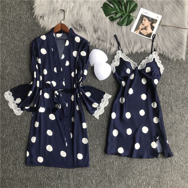 lace gown sets women's robe polka dot female sleepwear lovely bathrobe for women cosy nightwear silk satin home clothes, Black;red
lace gown sets women's robe polka dot female sleepwear lovely bathrobe for women cosy nightwear silk satin home clothes, Black;red
