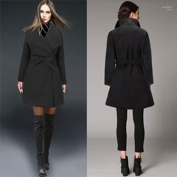 coats fashion solid color women outerwear casual female wool coats new sashes lapel neck women winter, Black
coats fashion solid color women outerwear casual female wool coats new sashes lapel neck women winter, Black