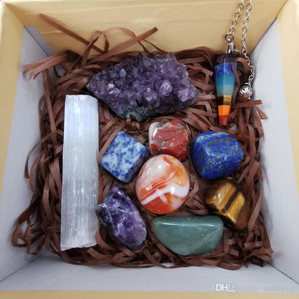 wholesale chakra healing stones chakra stones set holistic healing stones crystal energy gravel chakra healing tumbled stone, Blue;slivery