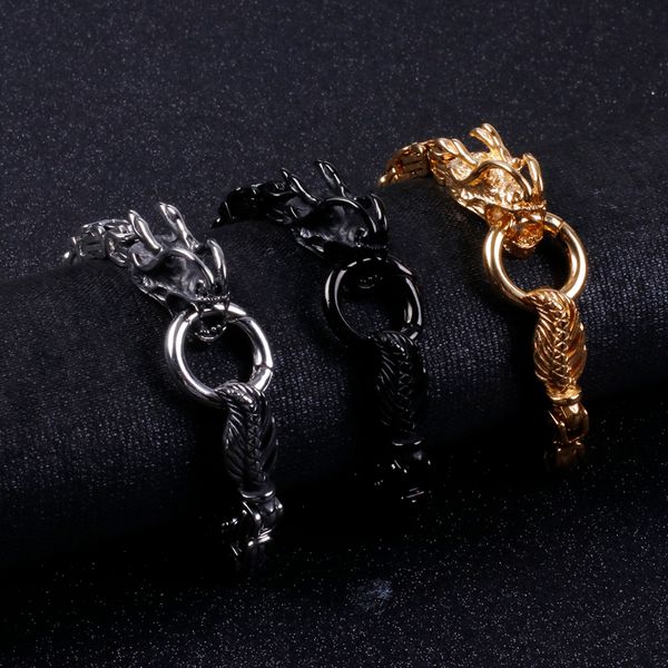 charm bracelets 21.5cm stainless steel men's accessories heavy metal men naga faucet black gold s animal bracelet, Golden;silver
charm bracelets 21.5cm stainless steel men's accessories heavy metal men naga faucet black gold s animal bracelet, Golden;silver
