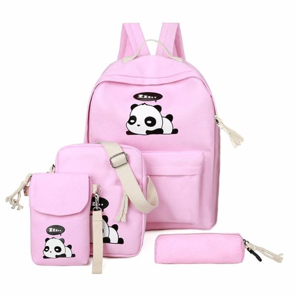 4pcs/set cute women cartoon panda printed backpacks canvas shoulder clutch schoolbags composite sac a dos mochila feminina 2020
4pcs/set cute women cartoon panda printed backpacks canvas shoulder clutch schoolbags composite sac a dos mochila feminina 2020