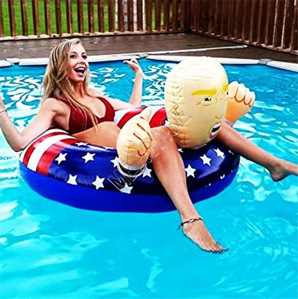 2020 New Election Trump Swim Ring Inflatable Floats Giant Thicken Circle Flag Swim Ring Float For Adults Summer Pool Party Play Water D81712