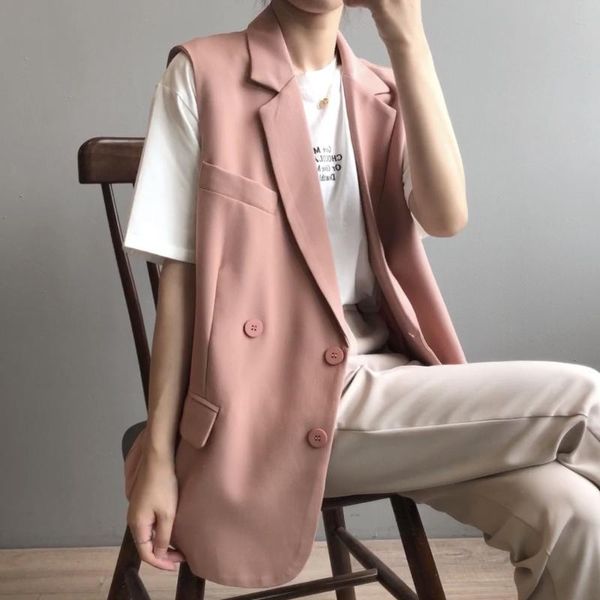 2020 autumn blazer vest women's mid-length korean style loose waistcoat sleeveless vest jacket, Black;white
2020 autumn blazer vest women's mid-length korean style loose waistcoat sleeveless vest jacket, Black;white