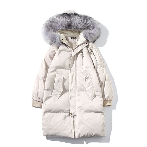 mens winter jacket jacket thicken warm large size boutique hooded large fur collar mens quality fashion men winter, Black