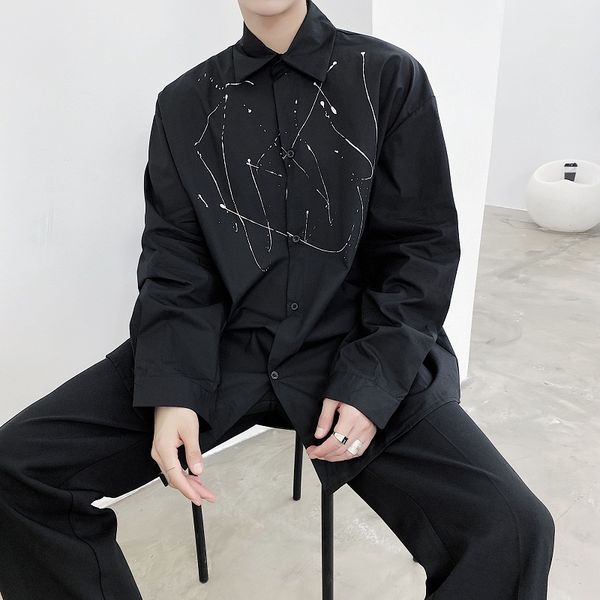 male streetwear hip hop fashion loose black shirt men ink print long sleeve causal shirt, White;black
male streetwear hip hop fashion loose black shirt men ink print long sleeve causal shirt, White;black
