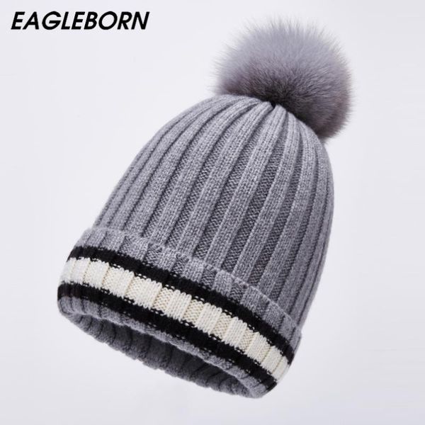 new women 100% wool beanies cap animal hair fur 15cm ball pom pom cap stripe knit beanie hat gorros mujer invierno skullies, Blue;gray
new women 100% wool beanies cap animal hair fur 15cm ball pom pom cap stripe knit beanie hat gorros mujer invierno skullies, Blue;gray