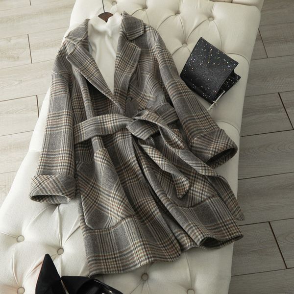 new winter autumn 2020 sashes cashmere coat female plover large medium long plaid woolen coat show slim 100% wool coats gray, Black
new winter autumn 2020 sashes cashmere coat female plover large medium long plaid woolen coat show slim 100% wool coats gray, Black