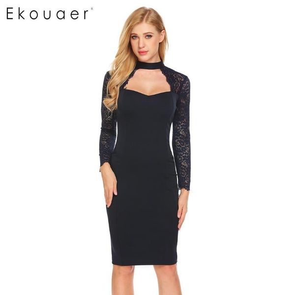 ekouaer women party pencil dress stand collar long sleeve cut out lace patchwork clubewear dresses spring autumn, Black;gray
ekouaer women party pencil dress stand collar long sleeve cut out lace patchwork clubewear dresses spring autumn, Black;gray
