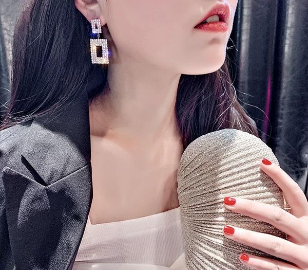 925 silver needle rhinestone earrings geometric earrings for women prom11
