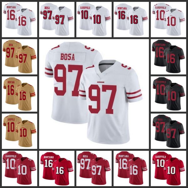 san francisco 49ers men #10 jimmy garoppolo 16 joe montana 97 nick bosa men women youth stitched limited jersey, Black;red
san francisco 49ers men #10 jimmy garoppolo 16 joe montana 97 nick bosa men women youth stitched limited jersey, Black;red