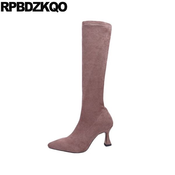 plus size boots knee high chunky 10 heel big shoes women tall pointed toe suede stretch pink long fashion 41, Black
plus size boots knee high chunky 10 heel big shoes women tall pointed toe suede stretch pink long fashion 41, Black