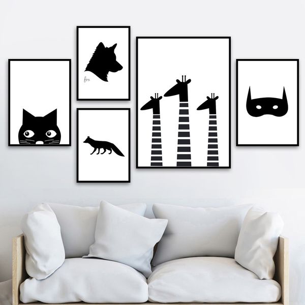 gohipang nordic minimalism black white cat fox giraffe wall art canvas painting posters and prints wall pictures for kids room
gohipang nordic minimalism black white cat fox giraffe wall art canvas painting posters and prints wall pictures for kids room